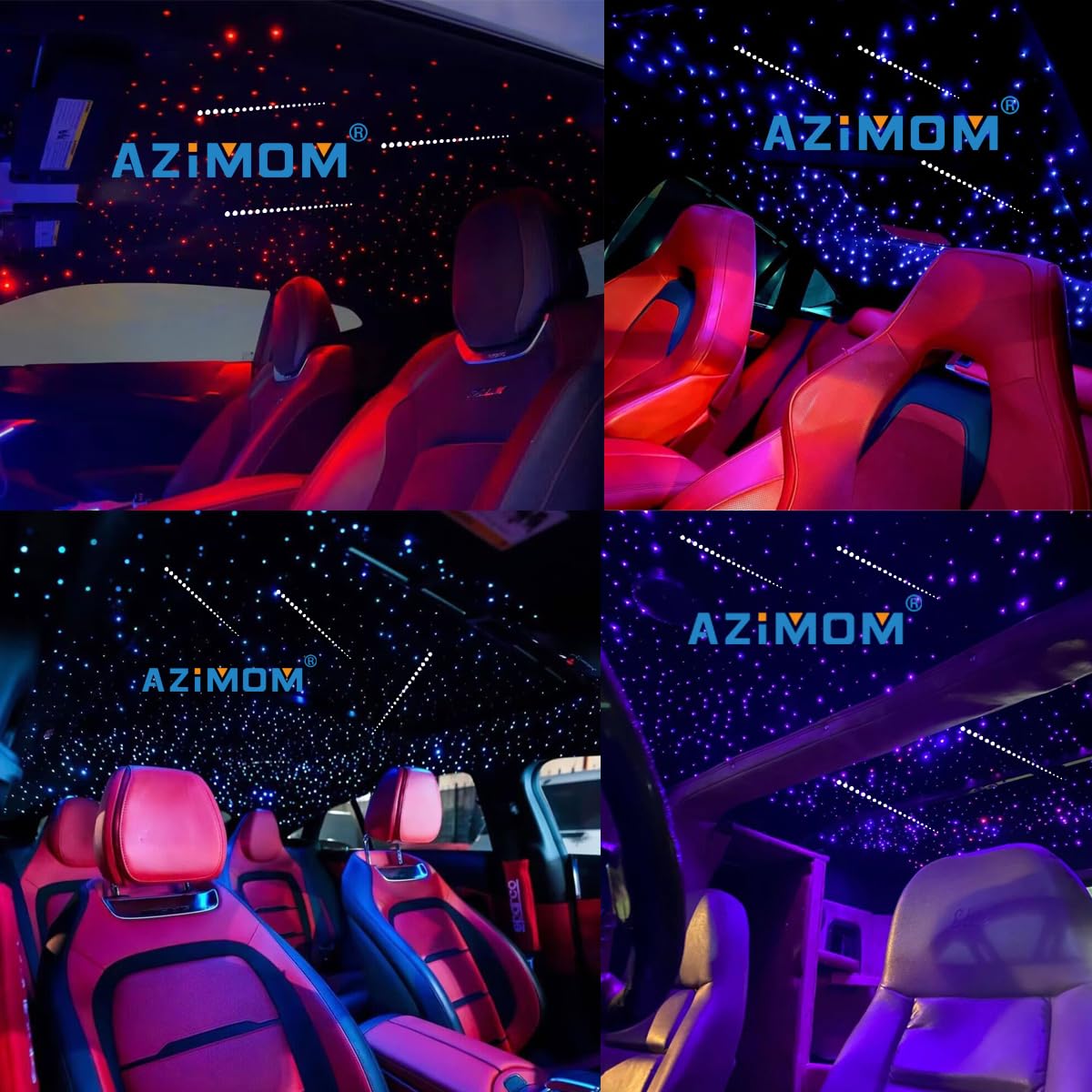 AZIMOM 16W Sound Activate Fiber Optic Starlight Headliner Kit